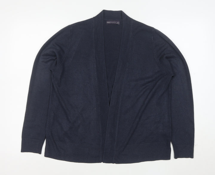 Marks and Spencer Women's Blue L Cardigan Knit Cotton Acrylic