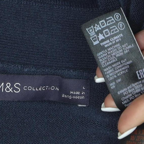 Marks and Spencer Women's Blue L Cardigan Knit Cotton Acrylic