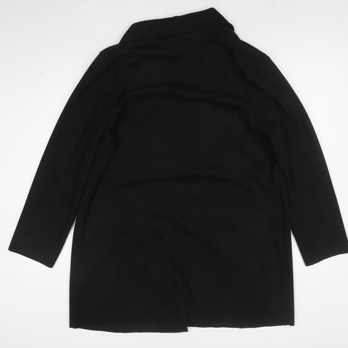 New Look Women's Black Coatigan Size 14 Mid-Length Open Front
