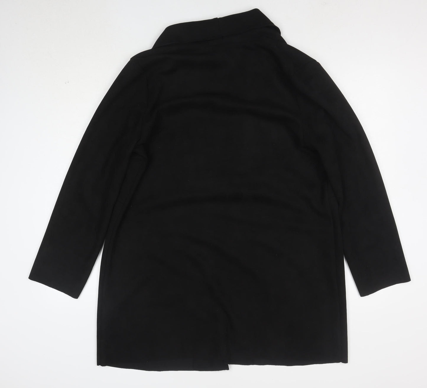 New Look Women's Black Coatigan Size 14 Mid-Length Open Front