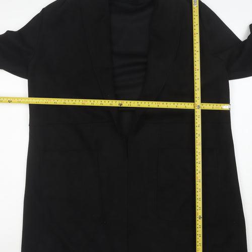 New Look Women's Black Coatigan Size 14 Mid-Length Open Front