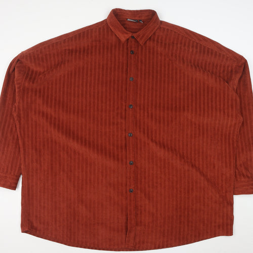 ASOS Men’s Brown Corduroy Striped Button-Up Shirt 2XL Relaxed Fit