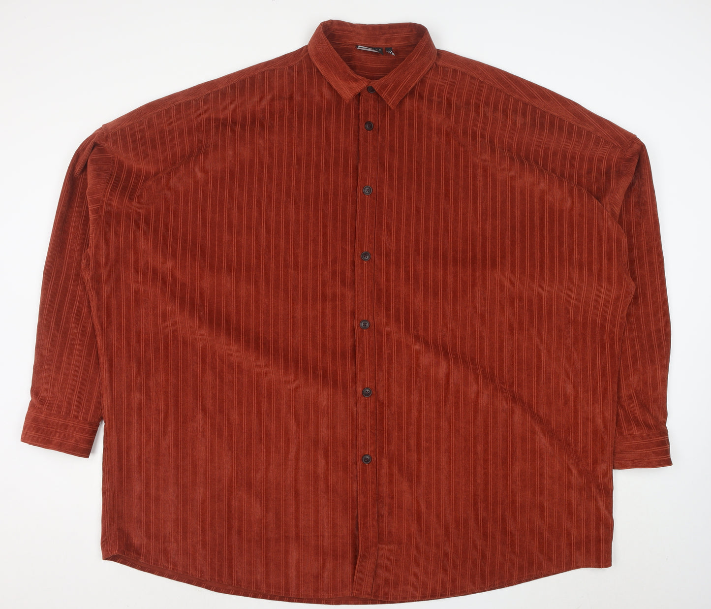 ASOS Men’s Brown Corduroy Striped Button-Up Shirt 2XL Relaxed Fit