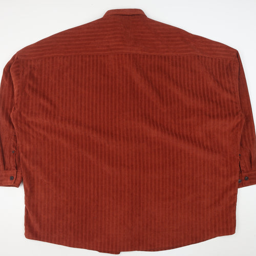 ASOS Men’s Brown Corduroy Striped Button-Up Shirt 2XL Relaxed Fit