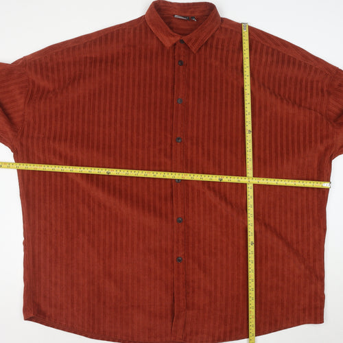 ASOS Men’s Brown Corduroy Striped Button-Up Shirt 2XL Relaxed Fit