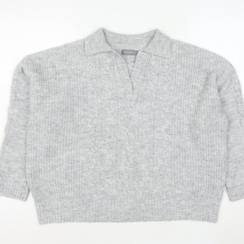Principles Mens Grey Cable-Knit Collared Pullover Jumper Size M