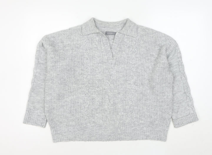 Principles Mens Grey Cable-Knit Collared Pullover Jumper Size M