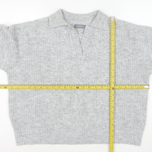 Principles Mens Grey Cable-Knit Collared Pullover Jumper Size M