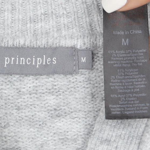 Principles Mens Grey Cable-Knit Collared Pullover Jumper Size M