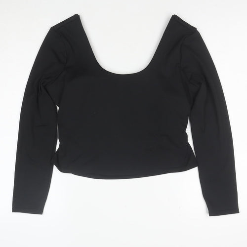 Fabletics Womens Black XL Long Sleeve Cropped Active Top
