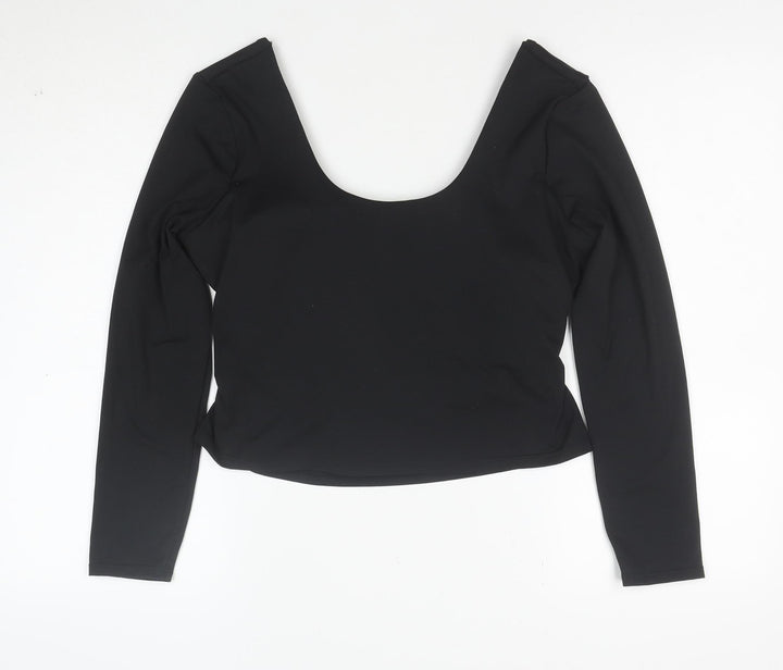 Fabletics Womens Black XL Long Sleeve Cropped Active Top