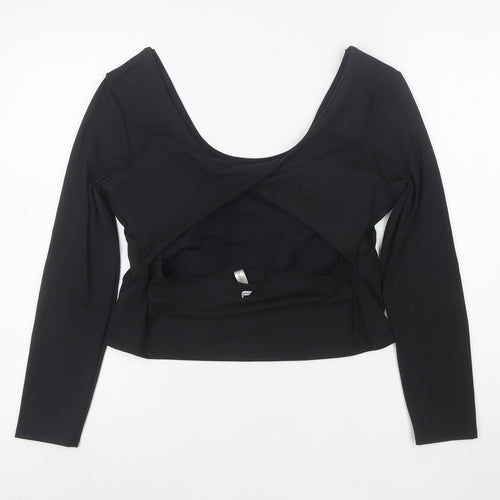 Fabletics Womens Black XL Long Sleeve Cropped Active Top