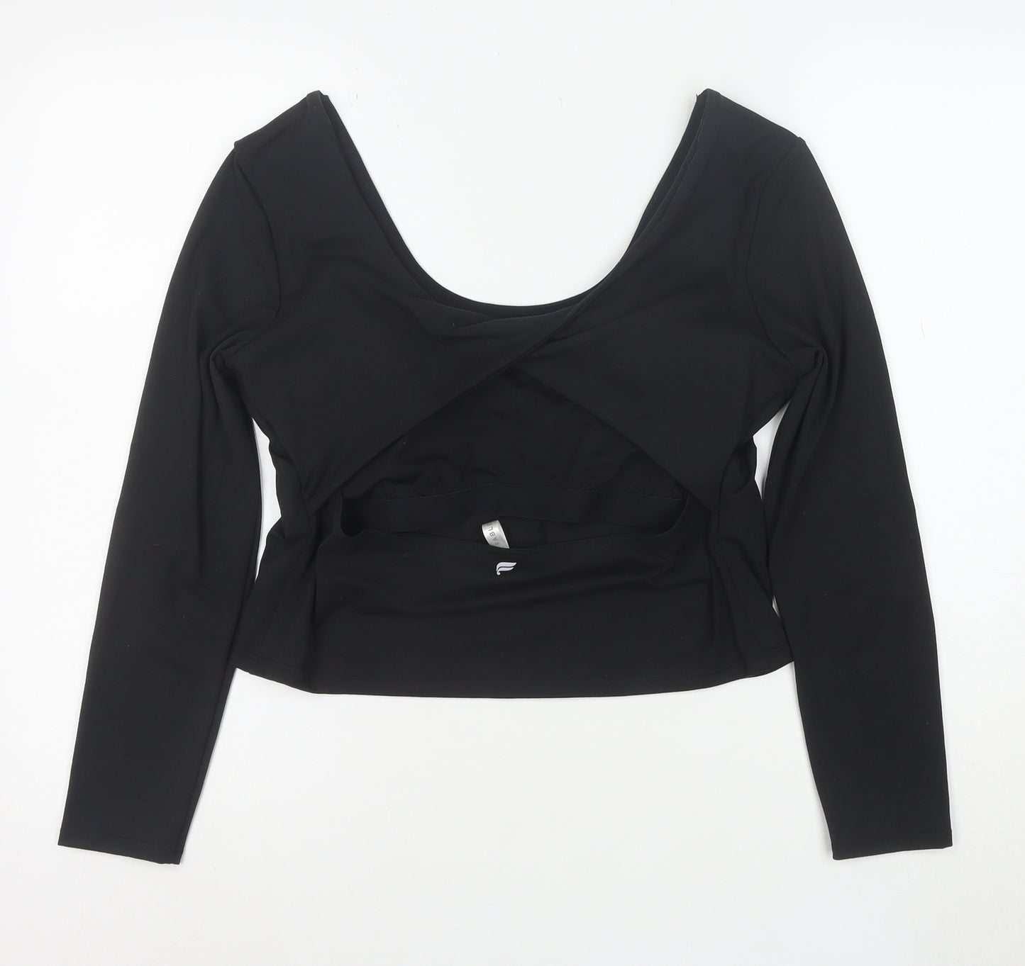 Fabletics Womens Black XL Long Sleeve Cropped Active Top