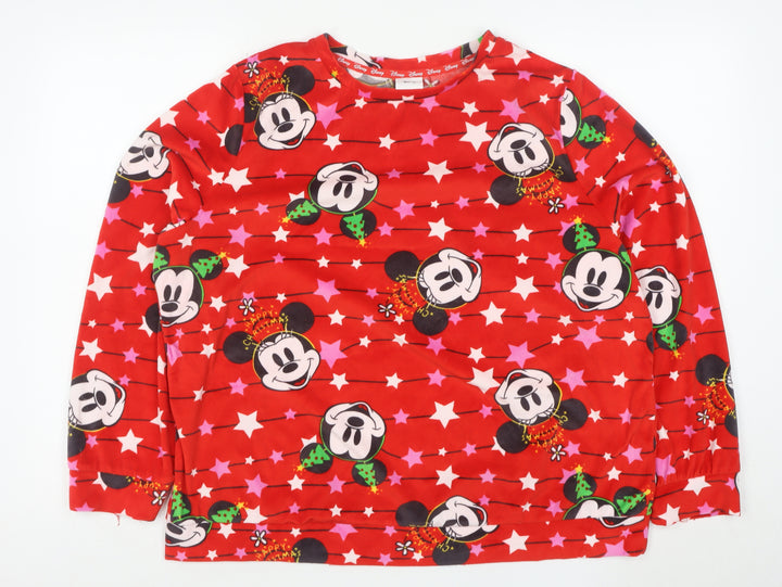 Tu Disney Womens Red Mickey Mouse Christmas Nightshirt Size L
