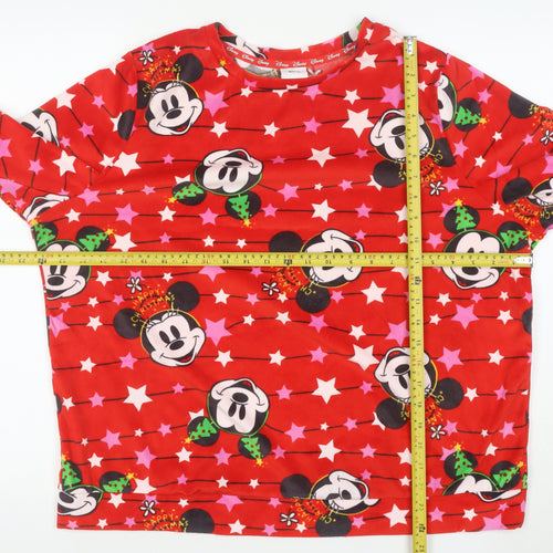 Tu Disney Womens Red Mickey Mouse Christmas Nightshirt Size L