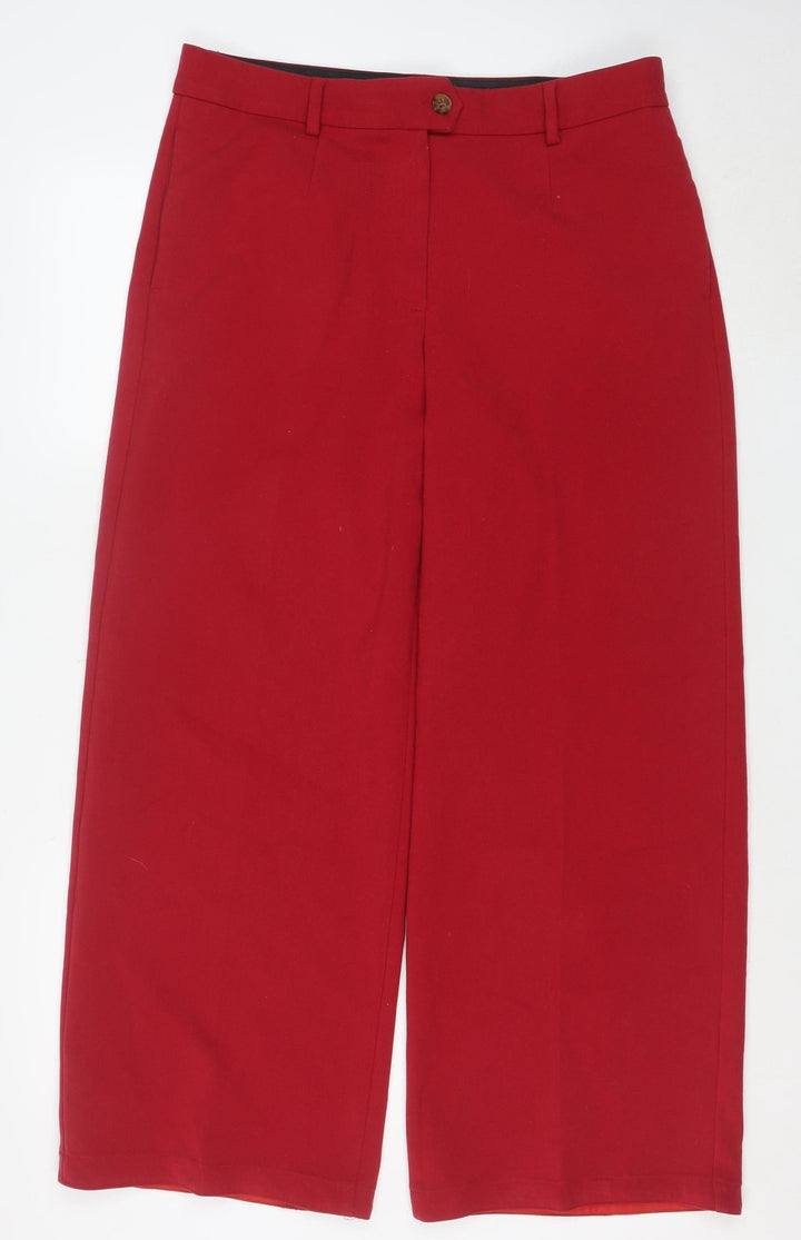 Marks and Spencer Women Red Cropped Trousers Size 14 Regular Fit