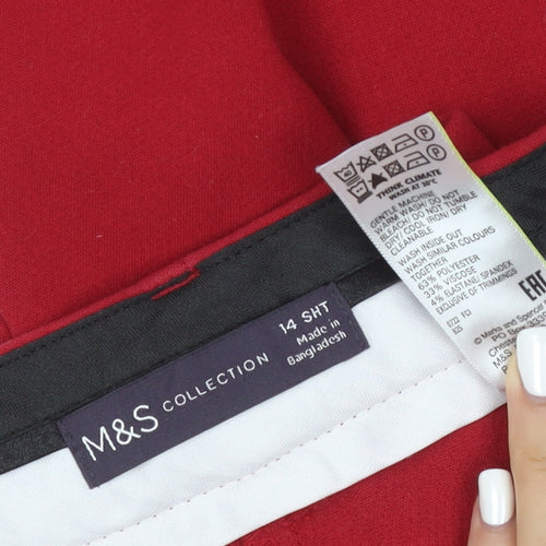 Marks and Spencer Women Red Cropped Trousers Size 14 Regular Fit