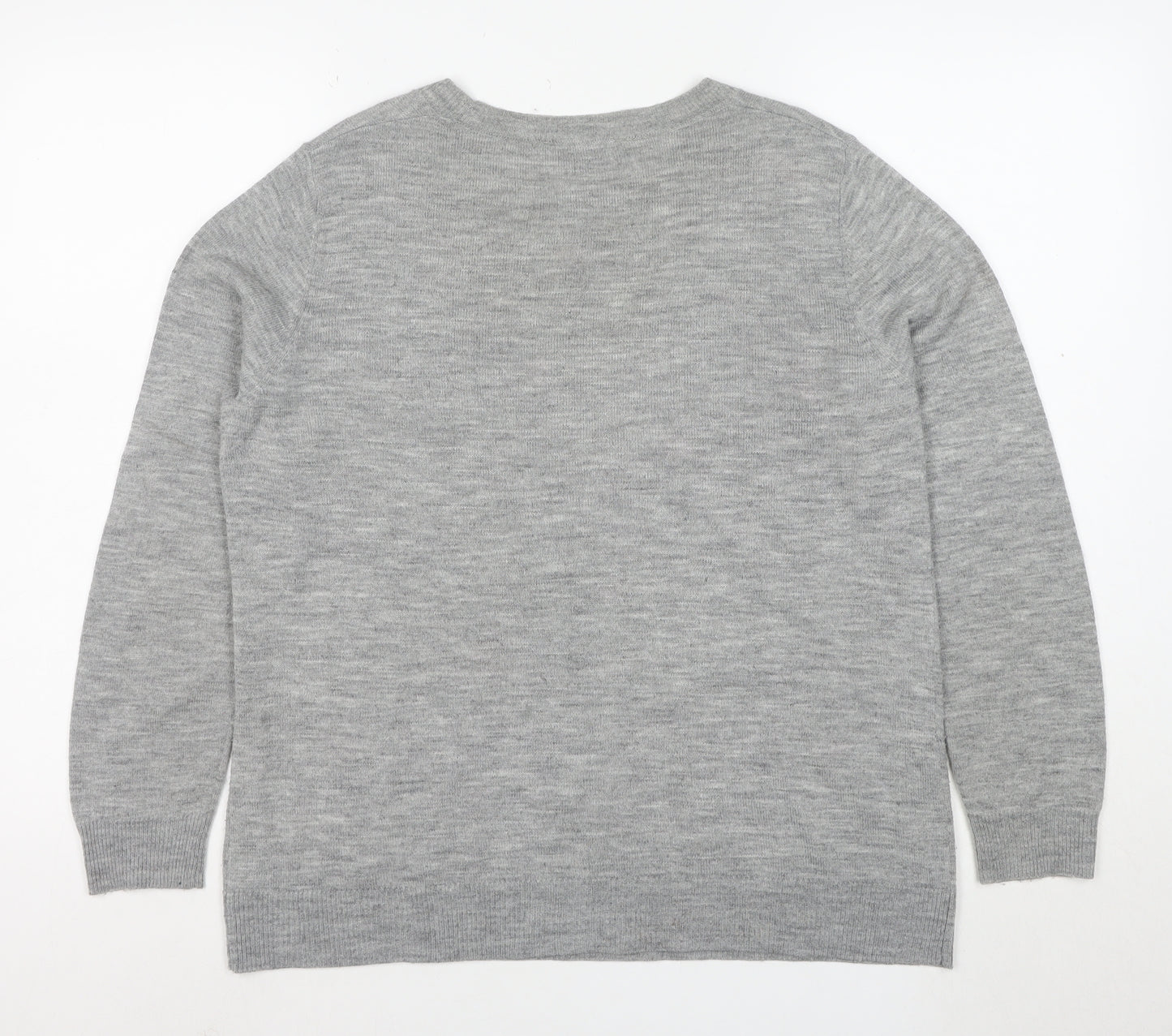 Dorothy Perkins Women Grey Floral Embroidered Knit Jumper Size 14