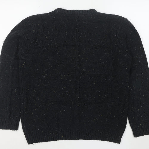 Zara Women’s Black Chunky Knit Wool Blend Crew Neck Jumper Size 12