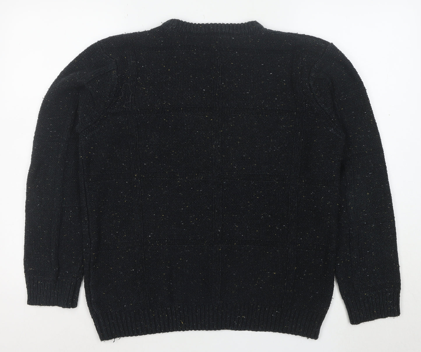 Zara Women’s Black Chunky Knit Wool Blend Crew Neck Jumper Size 12