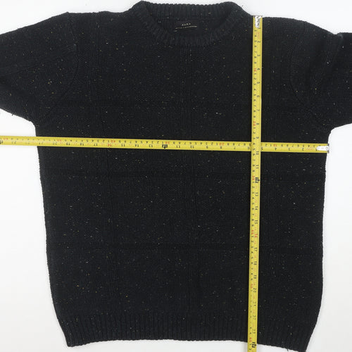 Zara Women’s Black Chunky Knit Wool Blend Crew Neck Jumper Size 12