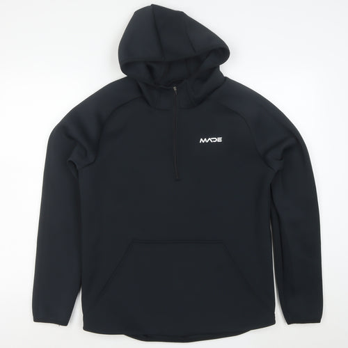 MADE Running Men's Black Small 1/4 Zip Hoodie with Kangaroo Pocket