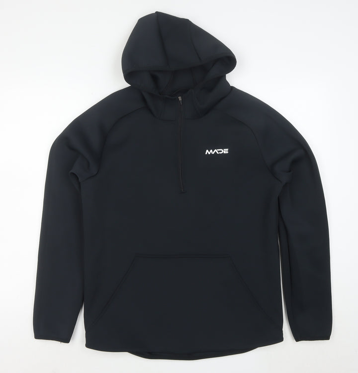 MADE Running Men's Black Small 1/4 Zip Hoodie with Kangaroo Pocket