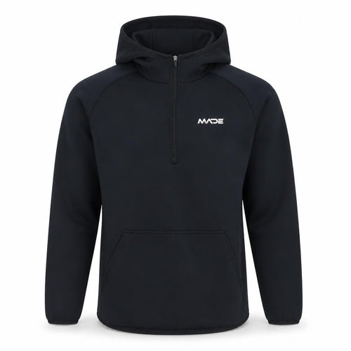 MADE Running Men's Black Small 1/4 Zip Hoodie with Kangaroo Pocket