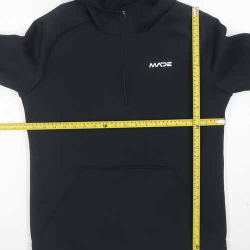 MADE Running Men's Black Small 1/4 Zip Hoodie with Kangaroo Pocket