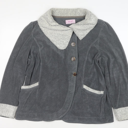 Marks and Spencer Women’s Grey Knit Trim Fleece Jacket XL