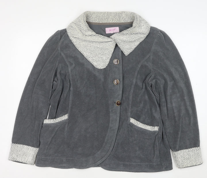 Marks and Spencer Women’s Grey Knit Trim Fleece Jacket XL