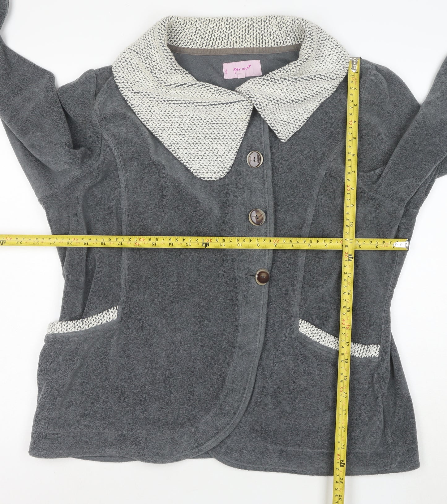 Marks and Spencer Women’s Grey Knit Trim Fleece Jacket XL