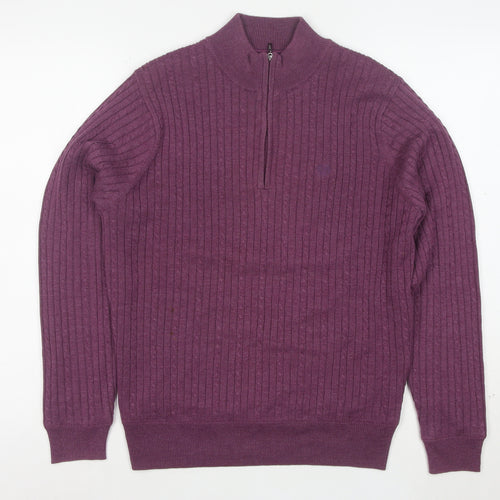 Palm Grove Women's Purple Size 12 1/2 Zip Ribbed Knit Jumper