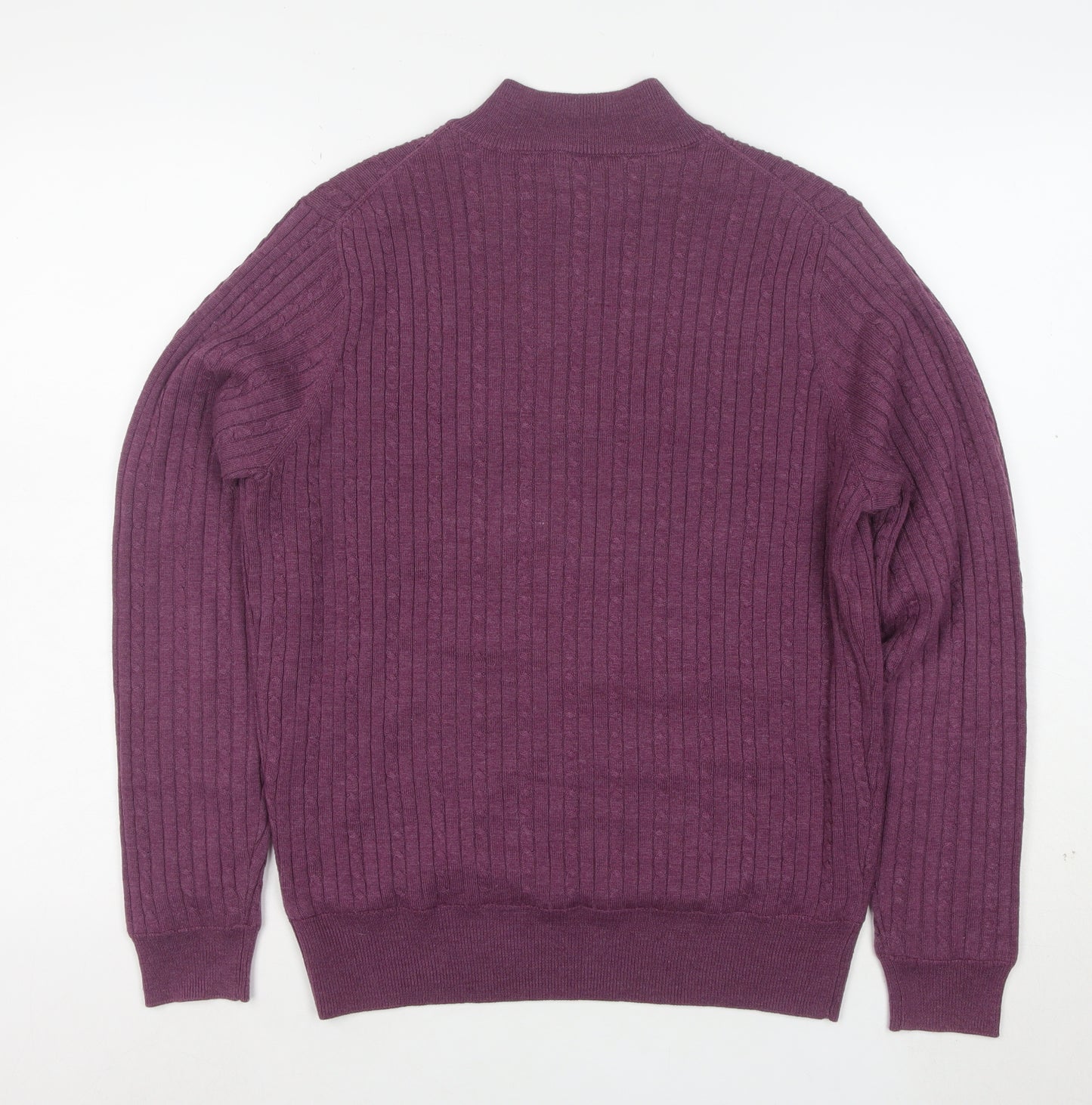Palm Grove Women's Purple Size 12 1/2 Zip Ribbed Knit Jumper