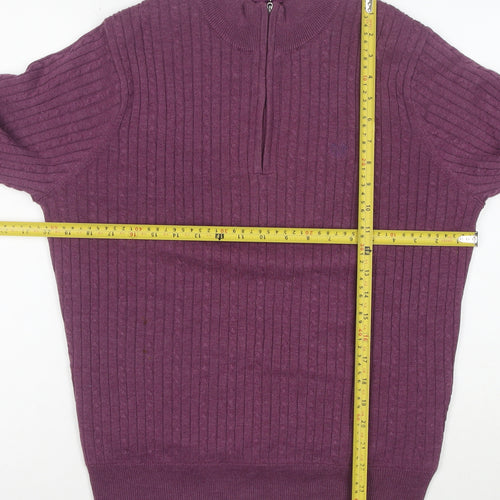 Palm Grove Women's Purple Size 12 1/2 Zip Ribbed Knit Jumper