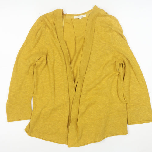 White Stuff Women Yellow Cotton Linen Cardigan UK 10 Classic Fit