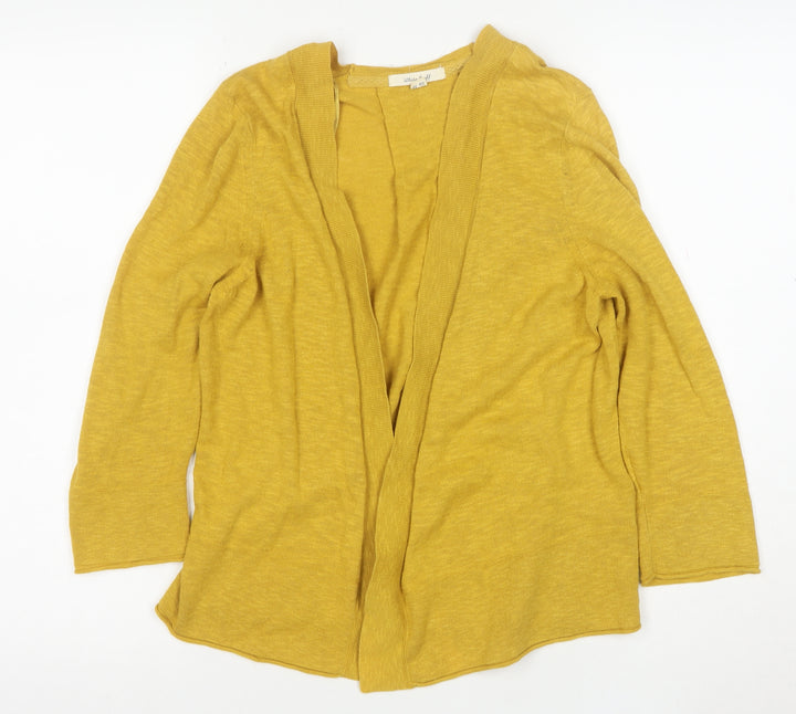 White Stuff Women Yellow Cotton Linen Cardigan UK 10 Classic Fit