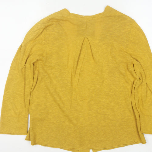 White Stuff Women Yellow Cotton Linen Cardigan UK 10 Classic Fit