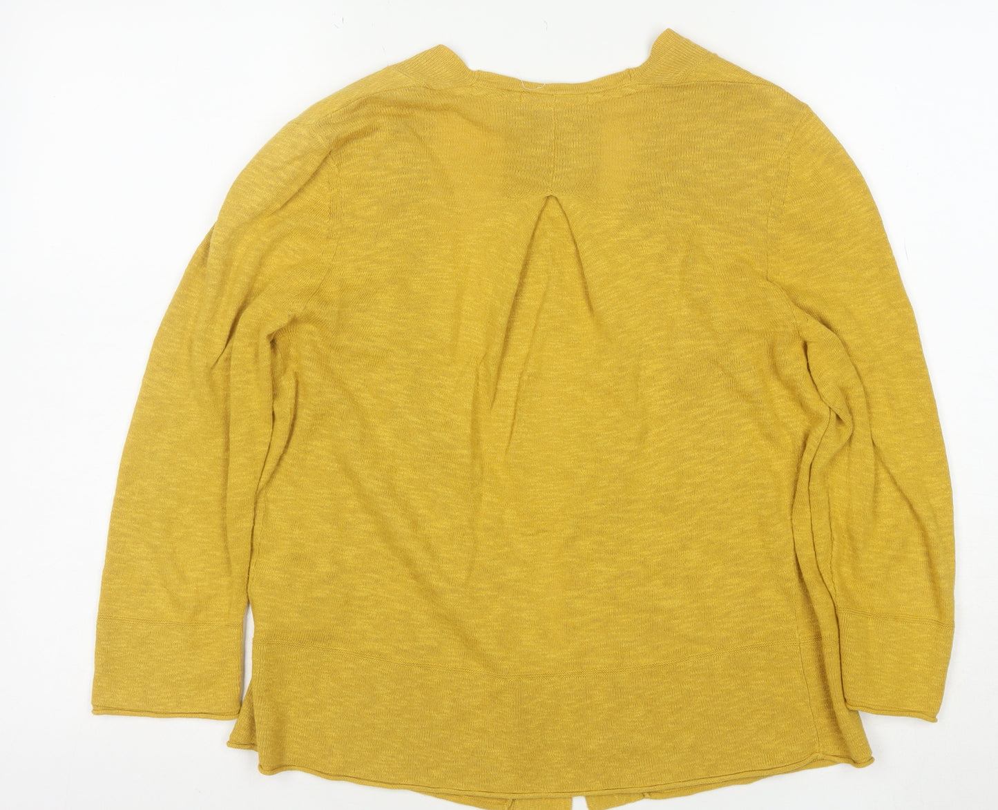 White Stuff Women Yellow Cotton Linen Cardigan UK 10 Classic Fit