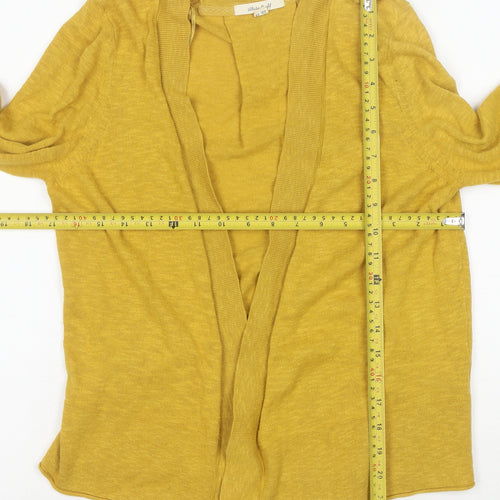 White Stuff Women Yellow Cotton Linen Cardigan UK 10 Classic Fit