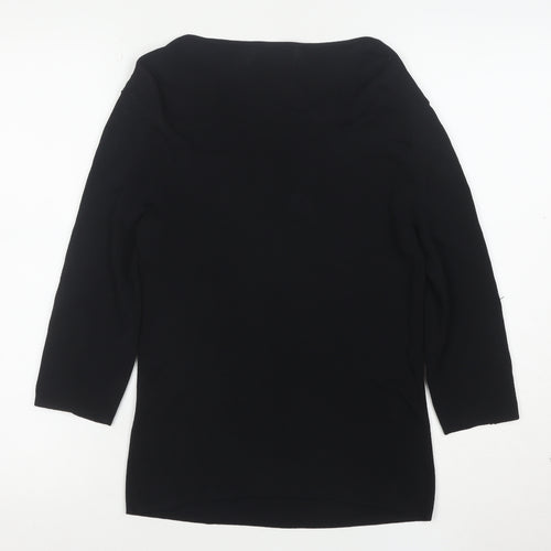 Sky Designs Women's Black Beaded Long Sleeve Tunic Blouse Size L
