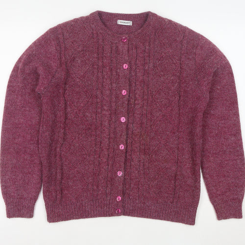 Damart Women's Purple Cable Knit Button Cardigan Size M 14/16
