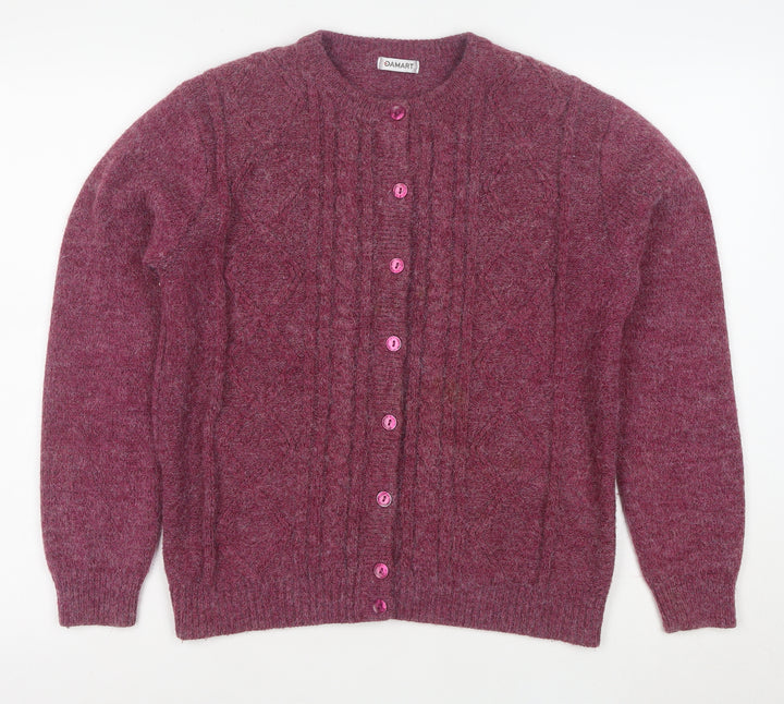 Damart Women's Purple Cable Knit Button Cardigan Size M 14/16
