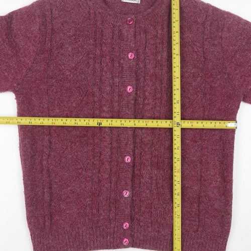 Damart Women's Purple Cable Knit Button Cardigan Size M 14/16