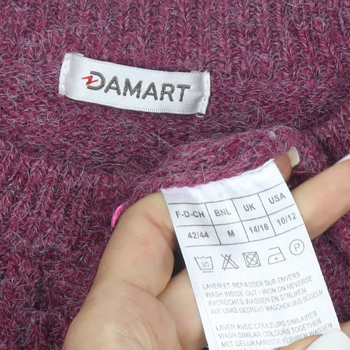Damart Women's Purple Cable Knit Button Cardigan Size M 14/16