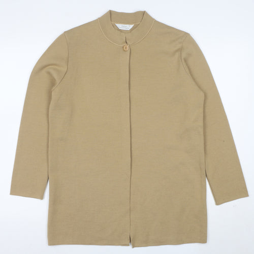 Marks and Spencer Women’s Beige Merino Wool Collared Cardigan Size 12