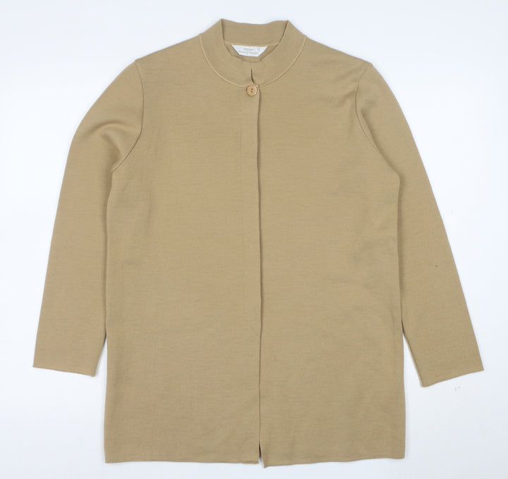Marks and Spencer Women’s Beige Merino Wool Collared Cardigan Size 12
