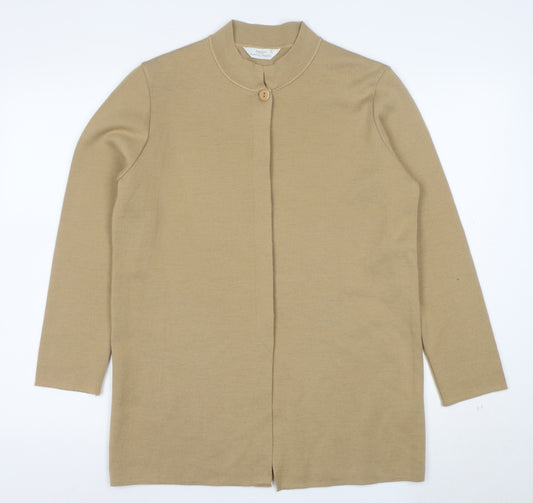 Marks and Spencer Women’s Beige Merino Wool Collared Cardigan Size 12