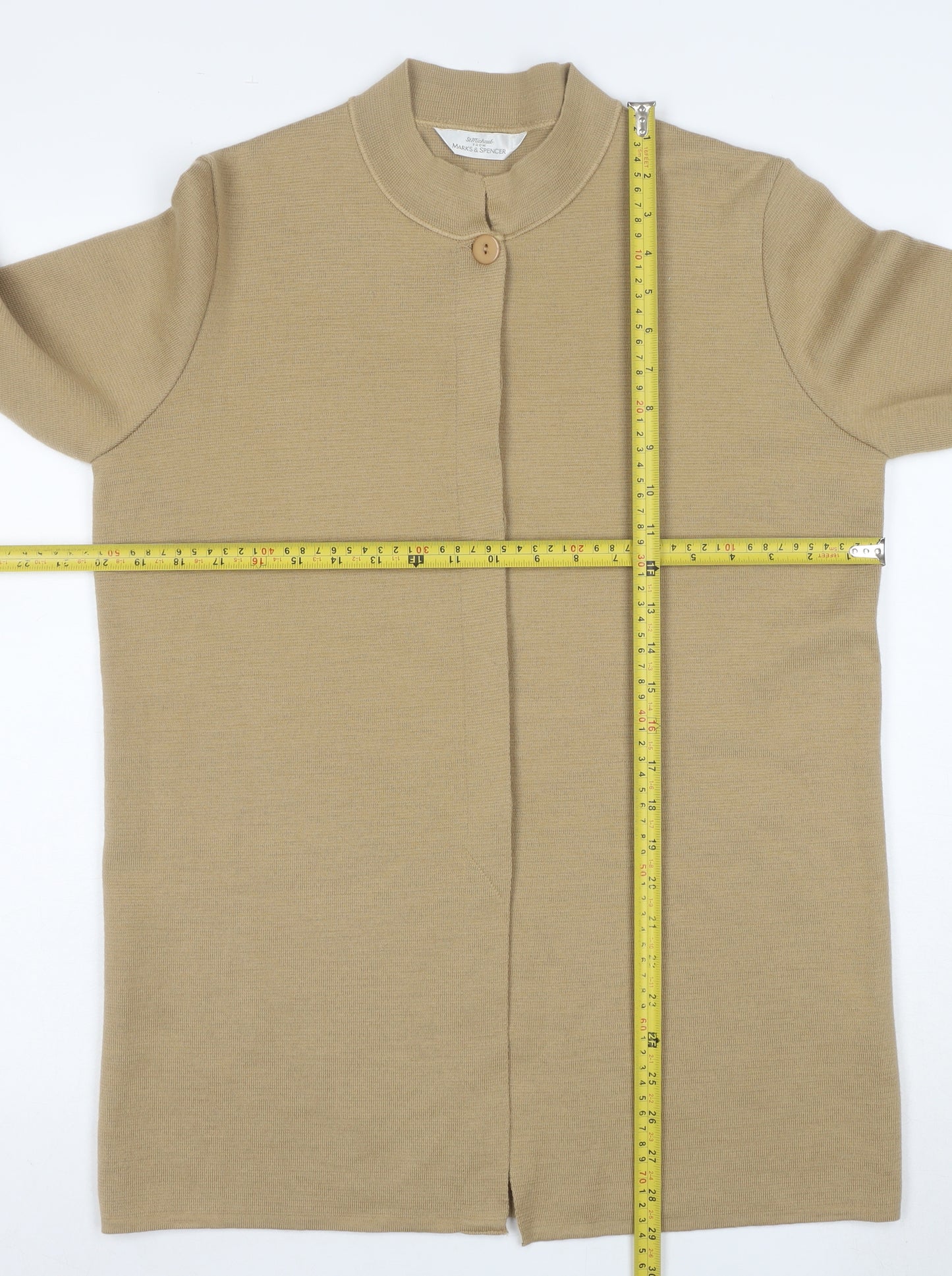 Marks and Spencer Women’s Beige Merino Wool Collared Cardigan Size 12