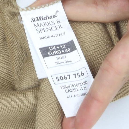Marks and Spencer Women’s Beige Merino Wool Collared Cardigan Size 12